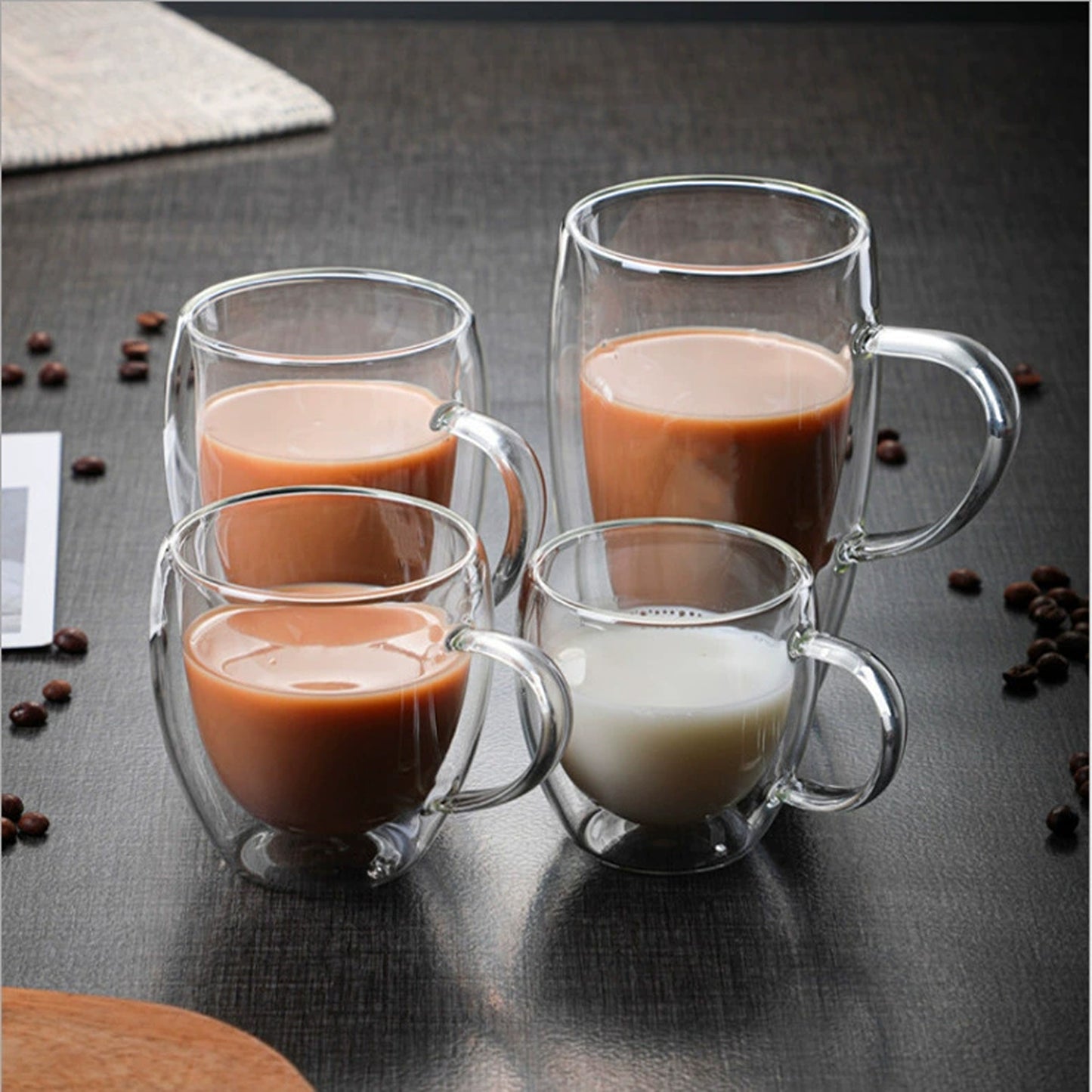 Double Walled Glass Coffee Cups Heat Resistant Stylish 150/250/350/450ml 2x Set